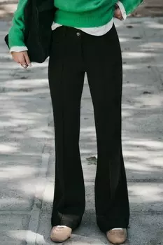 Расклешенные стрейч брюки ZARA, черный