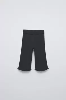 Расклешенные трикотажные брюки ZARA, темно-серый