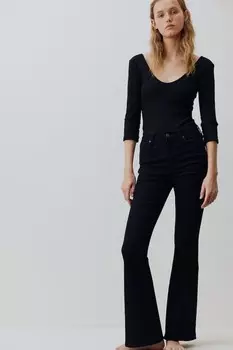 Расклешенные ультра-высокие джинсы H&M, черный