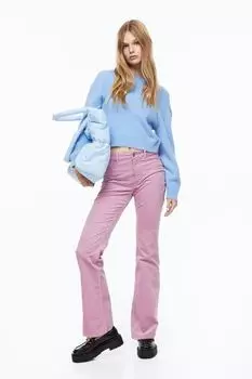 Расклешенные вельветовые брюки H&amp;M, розовый