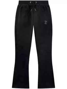 Расклешенные велюровые брюки Juicy Couture Kids, черный