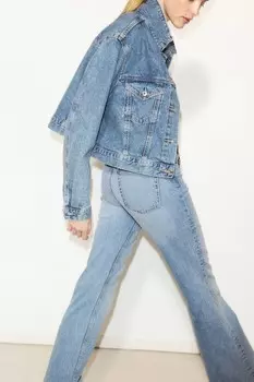 Расклешенные высокие джинсы H&M, голубой