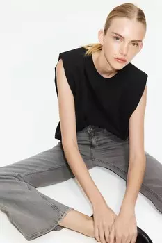 Расклешенные высокие джинсы H&M, серый