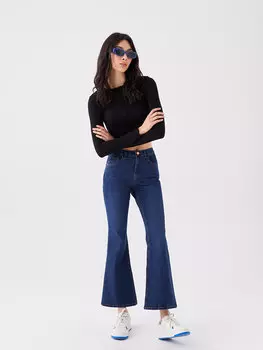 Расклешенные женские джинсовые брюки LCW Jeans, темное родео