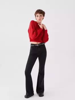 Расклешенные женские джинсовые брюки XSIDE, новый черный