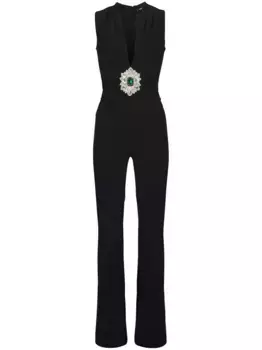 Расклешенный комбинезон без рукавов BALMAIN, черный