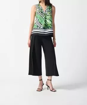 Расклешенный топ из тканого тропического принта (ванильный/мульти) Joseph Ribkoff