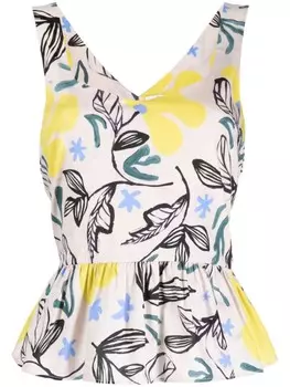 Расклешенный топ с цветочным принтом PS Paul Smith, нейтральный цвет