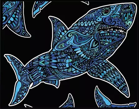 Раскраска Бархат, Акула Painting Velvet