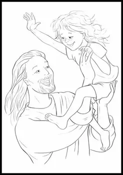 Раскраска в виде плаката для детей и других, с красивой графикой, Иисус держит ребенка, формат 70х100 см. Inna marka