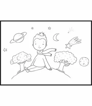 Раскраска в виде плаката для детей и других, с красивой графикой, Маленький принц и Планета, формат 70х100 см. Inna marka