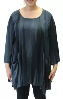 Расписанная вручную туника-халат с двумя карманами в графитовом цвете Modesce, цвет graphite multi