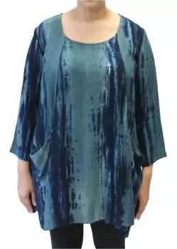 Расписанная вручную туника Swing с двумя карманами в синем цвете Multi Modesce