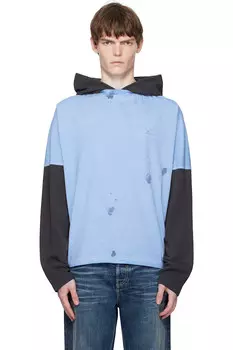 Расписанный худи с длинными рукавами We11Done, синий