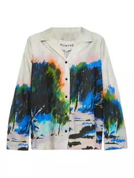 Расписная шелковая рубашка MUNTHE, серый