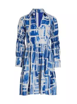 Расписное платье до колен Busola Busayo, синий