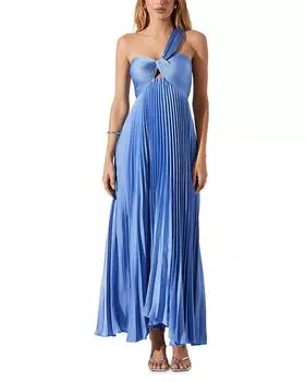 Рася Плечевое плиссированное макси-платье ASTR the Label, синий
