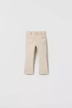 Расширенные джинсы с потерями ZARA, бежевый