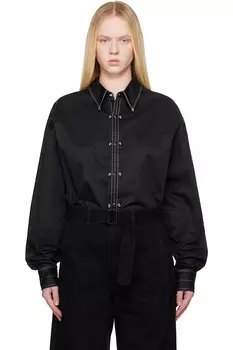 Расшитая металлом рубашка Lemaire, черный