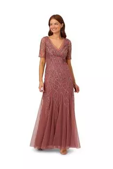 Расшитое бисером платье Adrianna Papell, фиолетовый