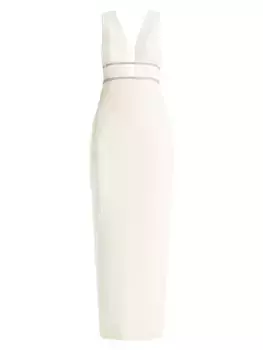 Расшитое бисером платье с V-образным вырезом Bcbgmaxazria, цвет gardenia