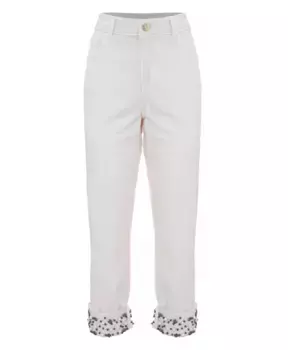 Расшитые бисером брюки прямого кроя Kocca, бежевый