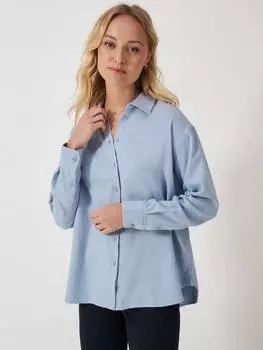 Расслабленная фланелевая рубашка Crew Clothing, светло-синий