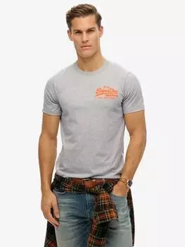 Расслабленная футболка с винтажным логотипом Superdry, цвет Grey Marl