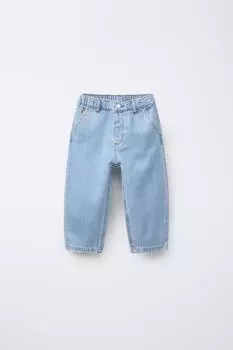 Расслабленные джинсы ZARA, средне-синий