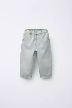 Расслабленные джинсы ZARA, светло-синий