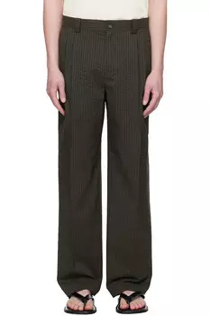 Расслабленные плиссированные брюки Maison Kitsun, зеленый