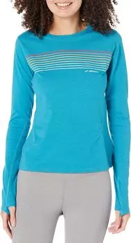 Расстояние с длинным рукавом 2.0 Brooks, цвет Heather Lagoon/Brooks Stripe