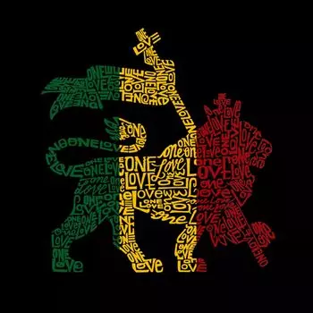 Rasta Lion - One Love - мужская толстовка с круглым вырезом Word Art LA Pop Art