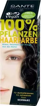 Растительная порошковая краска для волос, черная, 100 г Sante