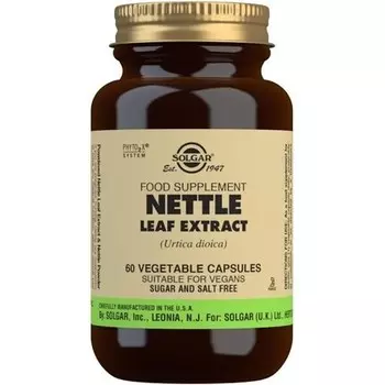 Растительные капсулы с экстрактом листьев крапивы — богаты антиоксидантами — веганские и кошерные Solgar