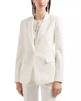 Растягивающийся хлопковый однобортный блейзер Emporio Armani, слоновая кость/кремовый
