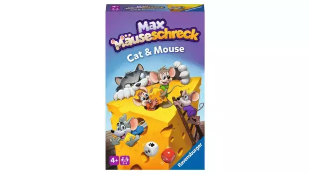 Ravensburger Spiele Max umschreiter компактная игра в кошки-мышки для детей от 4 лет, игра в кости и коллекционирование для 2-4 игроков