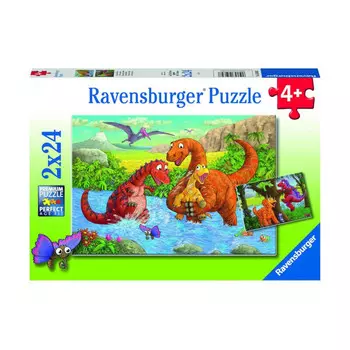 Равенсбургер, пазл, Играющие динозавры, 2х24 шт. Ravensburger