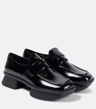 Равные кожаные пенни лоферы Prada, черный