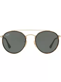 Ray-Ban круглые солнцезащитные очки с двойным мостом, золотистый