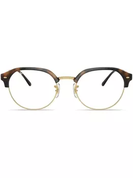 Ray-Ban logo-print round-frame glasses, зеленый