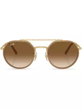 Ray-Ban logo-print round-frame sunglasses, золотистый