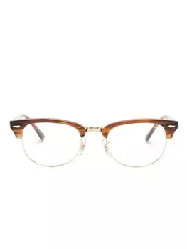 Ray-Ban очки Clubmaster в квадратной оправе, коричневый
