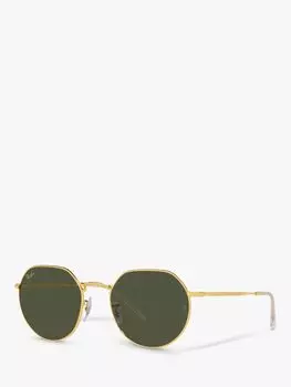 Ray-Ban RB3565 Jack унисекс металлические шестиугольные солнцезащитные очки, Legend Gold/Classic Green