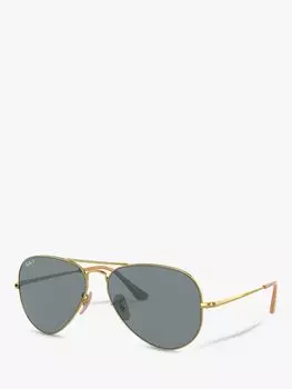 Ray-Ban RB3689 Поляризованные солнцезащитные очки-авиаторы унисекс, золотой/синий