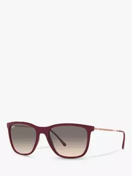 Ray-Ban RB4344 Солнцезащитные очки унисекс в квадратной оправе с подушкой, вишневый/золотой/светло-серый с градиентом