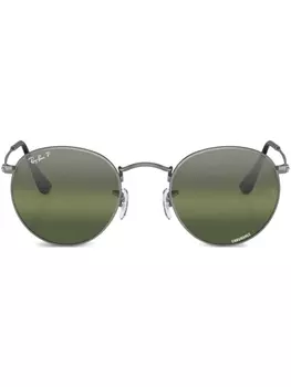 Ray-Ban Round Metal Chromance round-frame sunglasses, серый