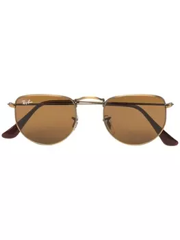 Ray-Ban солнцезащитные очки Elon в круглой оправе, коричневый