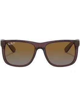 Ray-Ban солнцезащитные очки Justin в прямоугольной оправе, коричневый