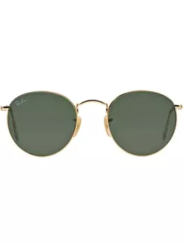 Ray-Ban солнцезащитные очки RB3447 в круглой металлической оправе, золотистый